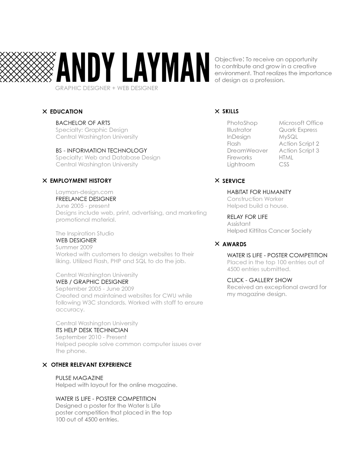 Web page design resume
